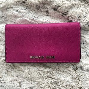 MICHAEL KORS Pink Saffiano Leather Wallet